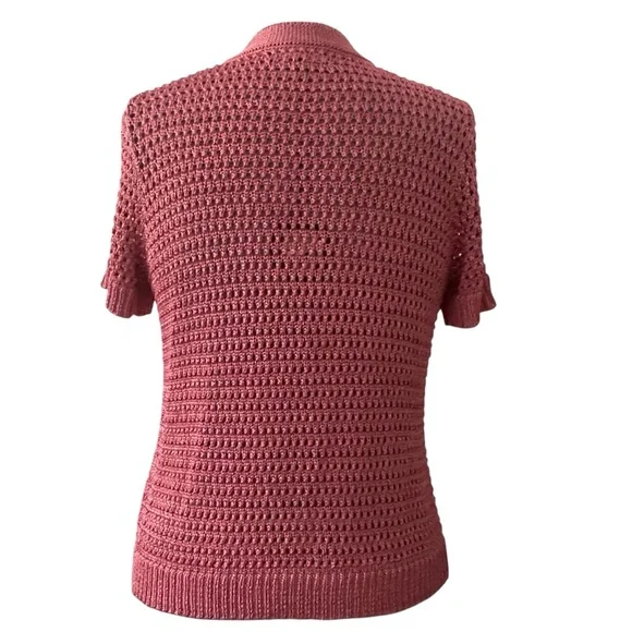 Jones New York Rose Open-Front Crochet Cardigan Short sleeved Sz: XL - Picture 3 of 10